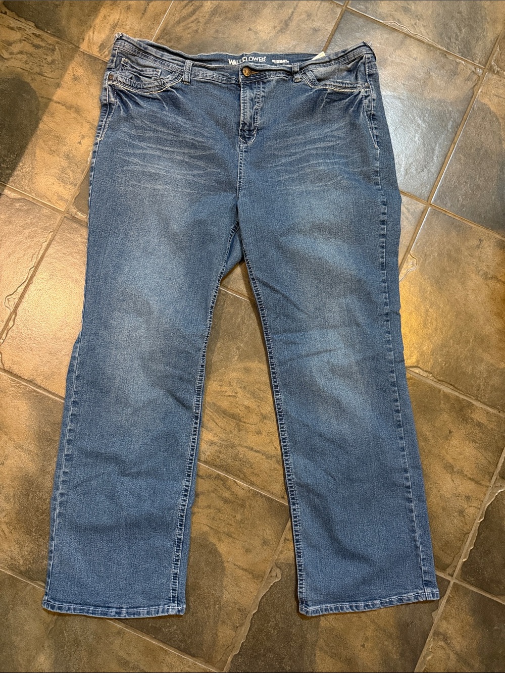 Wallflower Women's Boot-Cut Jeans - Blue Denim Tall Cut